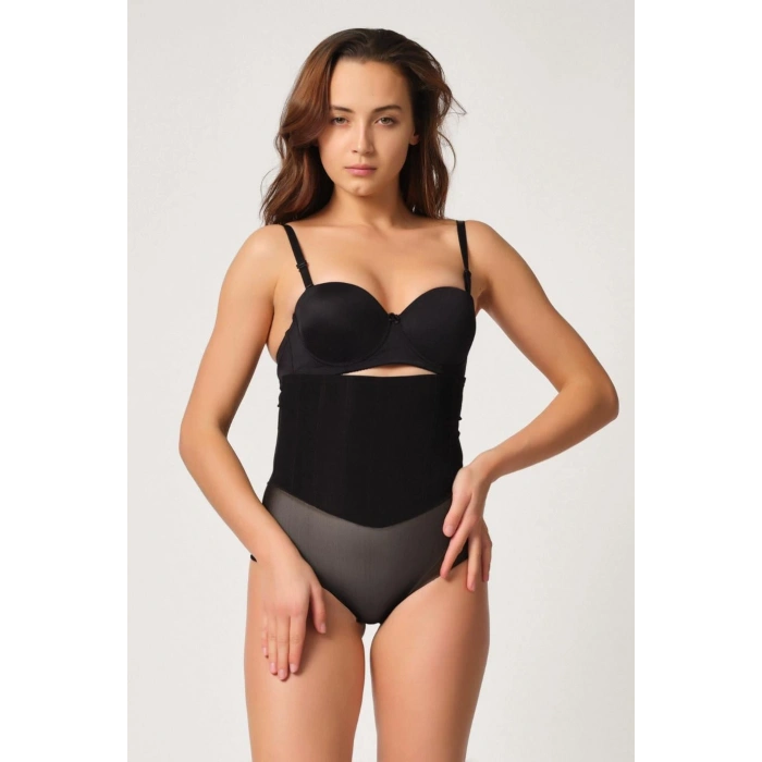 MARSİLYAN™ SİYAH MI  2945 Tül Karyokalı Slip Lazer Korse