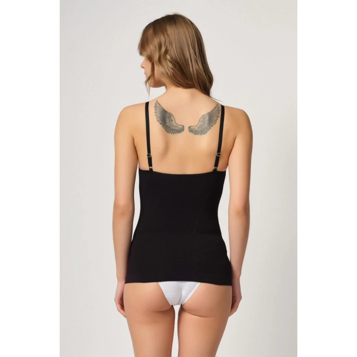 MARSİLYAN™ SİYAH MI  5038 İp Askılı Fantazi Atlet Korse