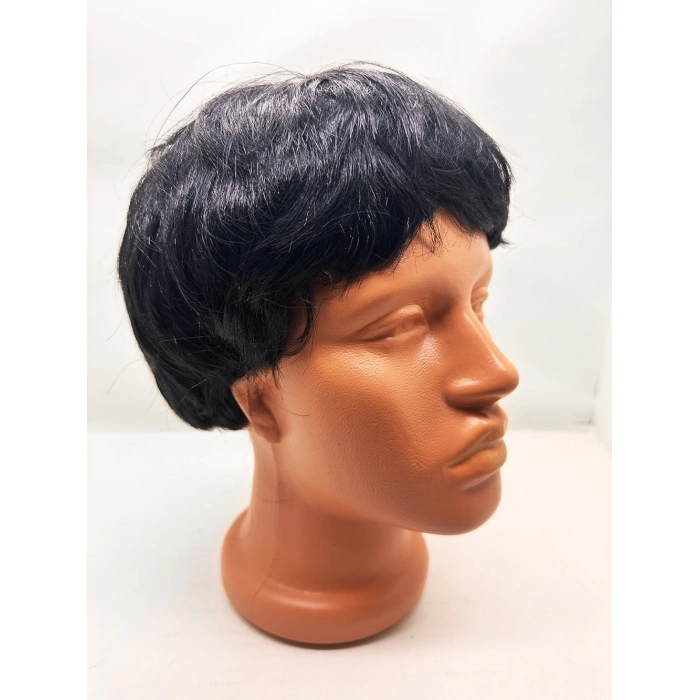 Siyah Renk Kısa Kesim İçi Astarlı Erkek Peruğu (4887)