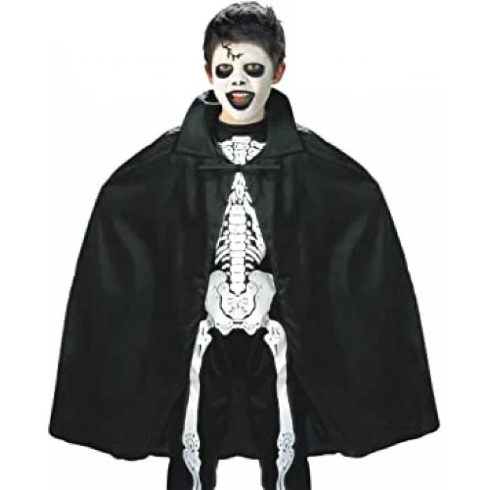 Siyah Renk Yakalı Halloween Pelerini 90 cm (4887)