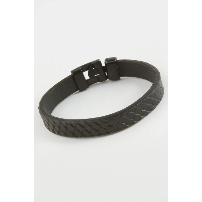 Siyah Renkli Kaliteli Suni Deri Bileklik