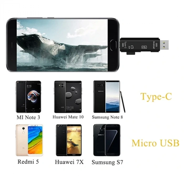 Smart Otg 3in1 Type-c Ve Micro Usb Tf Card Reader Otg