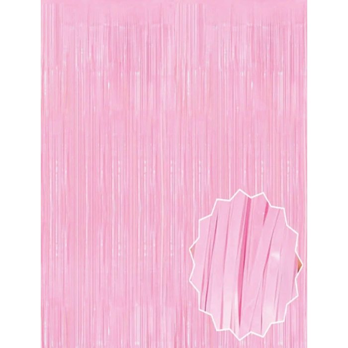 Soft Pembe Püsküllü Kapı Perdesi