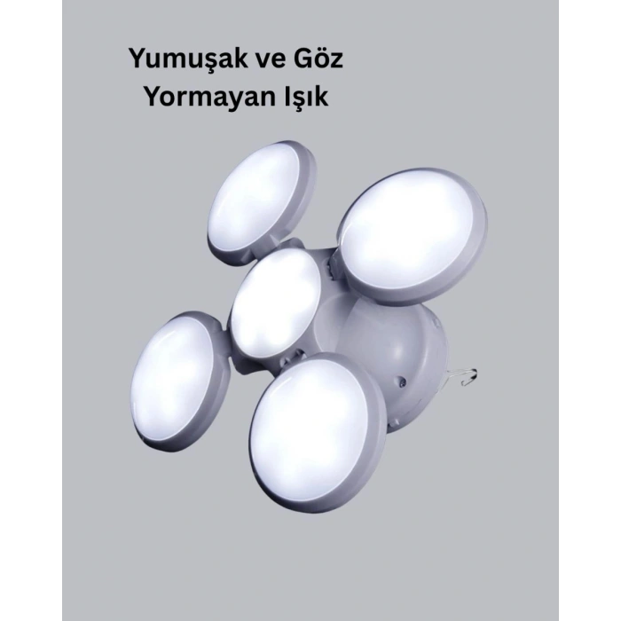 Solar Güneş Enerjili Ve Usb Şarjlı 5 Kanatlı Led Kamp Lambası