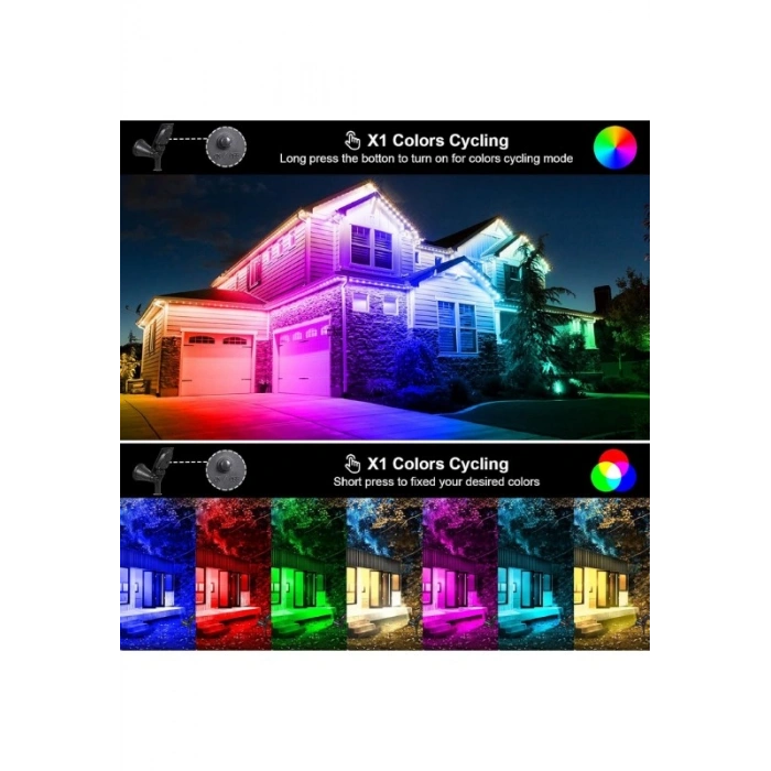 Solar LED Bahçe Lambası 7 Ledli RGB Işık – Güneş Enerjili Kazıklı & Duvar Montajlı Çim Lambası