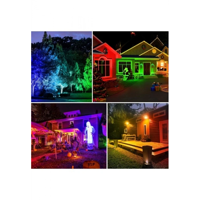 Solar LED Bahçe Lambası 7 Ledli RGB Işık – Güneş Enerjili Kazıklı & Duvar Montajlı Çim Lambası