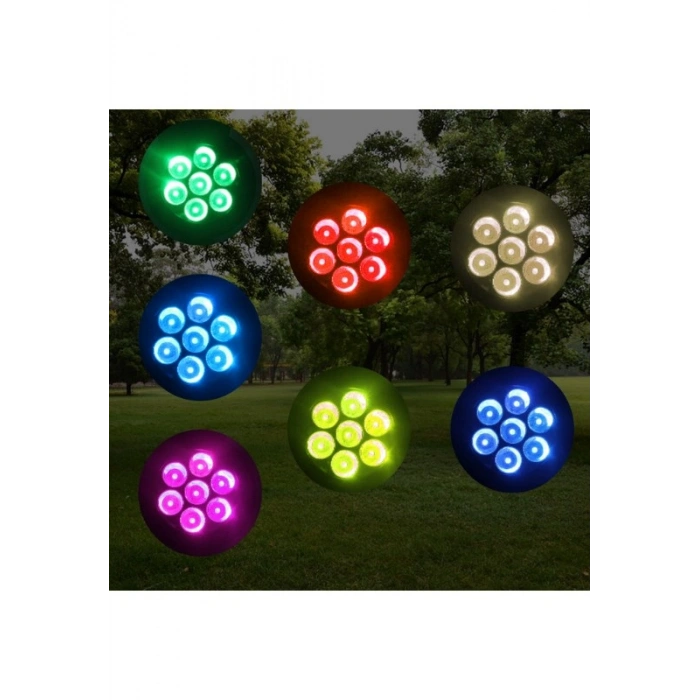 Solar LED Bahçe Lambası 7 Ledli RGB Işık – Güneş Enerjili Kazıklı & Duvar Montajlı Çim Lambası