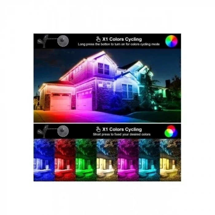 Solar LED Bahçe Lambası 7 Ledli RGB Işık – Güneş Enerjili Kazıklı & Duvar Montajlı Çim Lambası