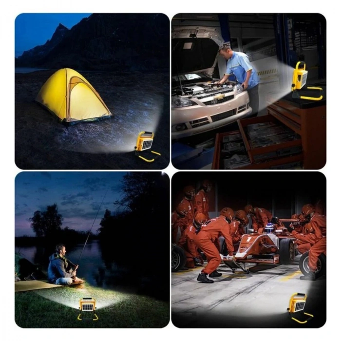 SOLAR LED LİGHT ÇAKARLI SOLAR PROJEKTÖR - POWERBANK KAMP - DIŞ MEKAN GÜNEŞ ENERJİLİ 12000mAh- 84X4=336LED (4887)