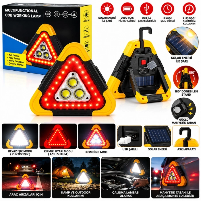 SOLARLI - USB ŞARJLI ARAÇ REFLEKTÖRÜ (4887)