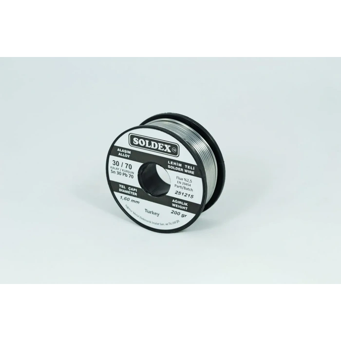 Soldex 30-70 Lehim Teli 200 Gr 1,6 mm Sn:30 - Pb:70