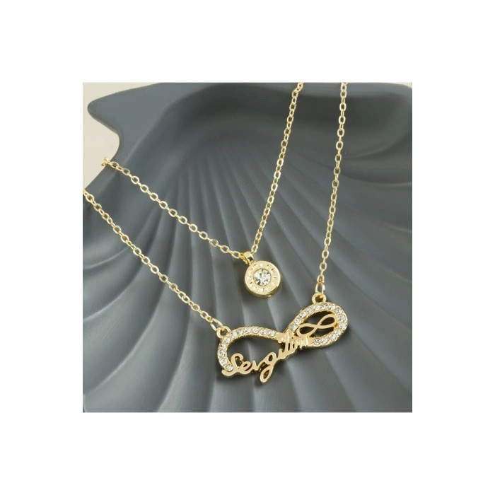 Sonsuzluk Sevgilim Yazılı Yeni Sezon İkili Kolye