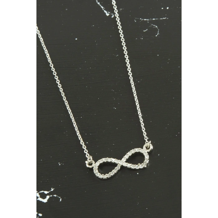 Sonsuzluk Zirkon Taşlı Trend Kolye