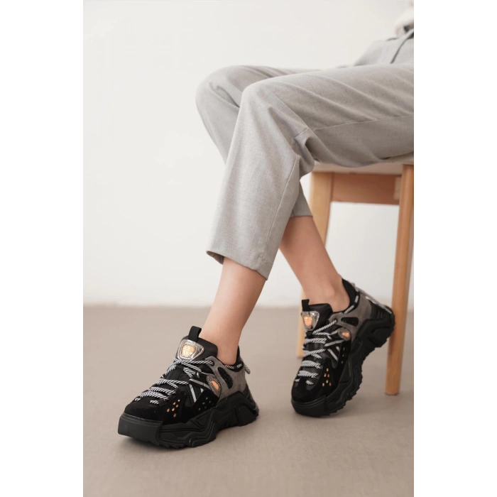 Sophie Siyah Bağcıklı Spor Ayakkabı