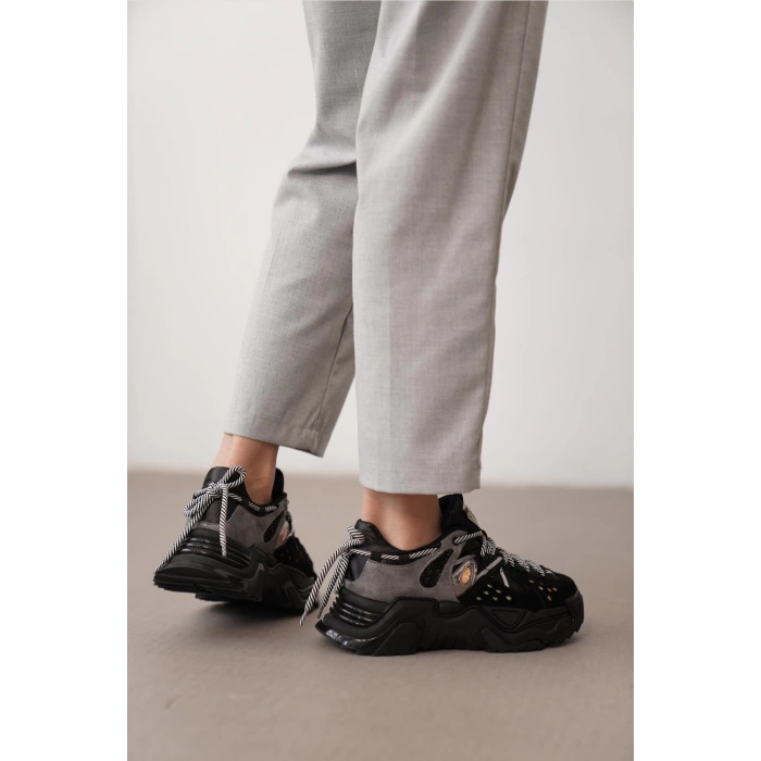 Sophie Siyah Bağcıklı Spor Ayakkabı