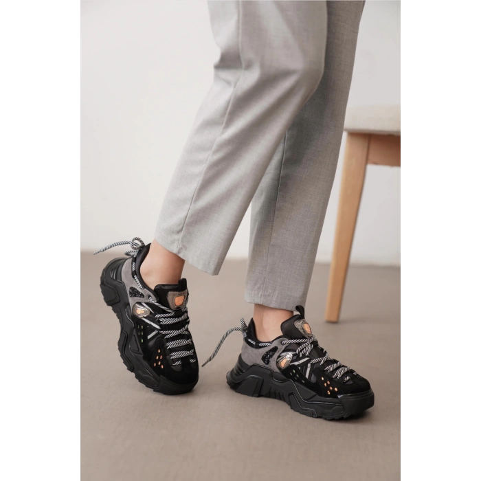 Sophie Siyah Bağcıklı Spor Ayakkabı