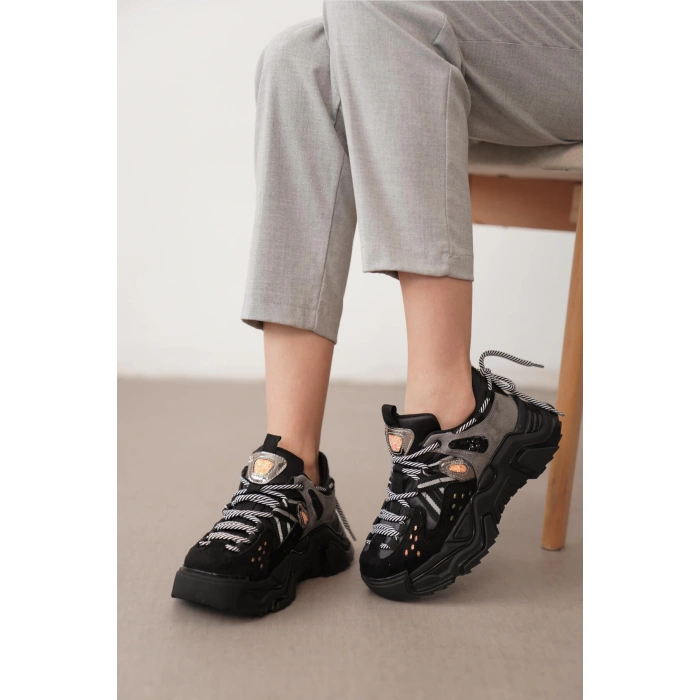 Sophie Siyah Bağcıklı Spor Ayakkabı