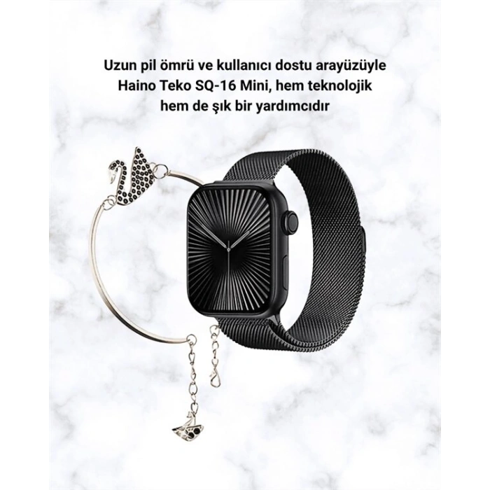 SQ-16 Mini Series 10 Akıllı Saat | Şık Ve Hafif Tasarım 3 Kordon Seçeneği