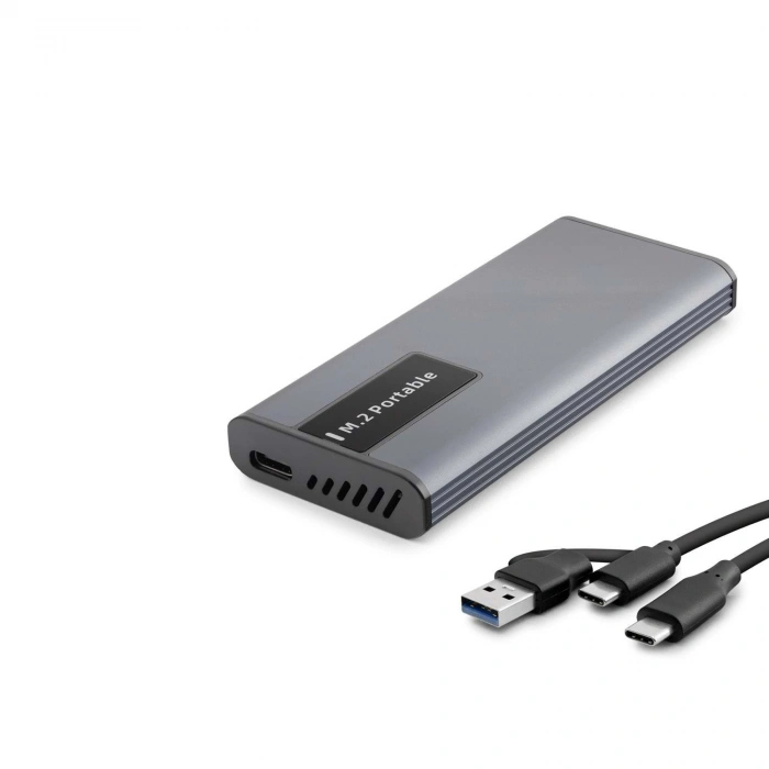 SSD Kutu Type-C 3.1 - Usb3.0 Ngff Alimünyum + Plastik M2 Chıp RTL9201R Rgb Gri HDX1781