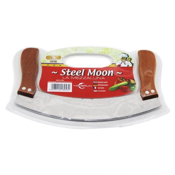 STEEL MOON ÇİFT AHŞAP SAPLI ZIRH BIÇAK KESİCİ - DOĞRAYICI 24 x 14 x 1,5 cm (4887)