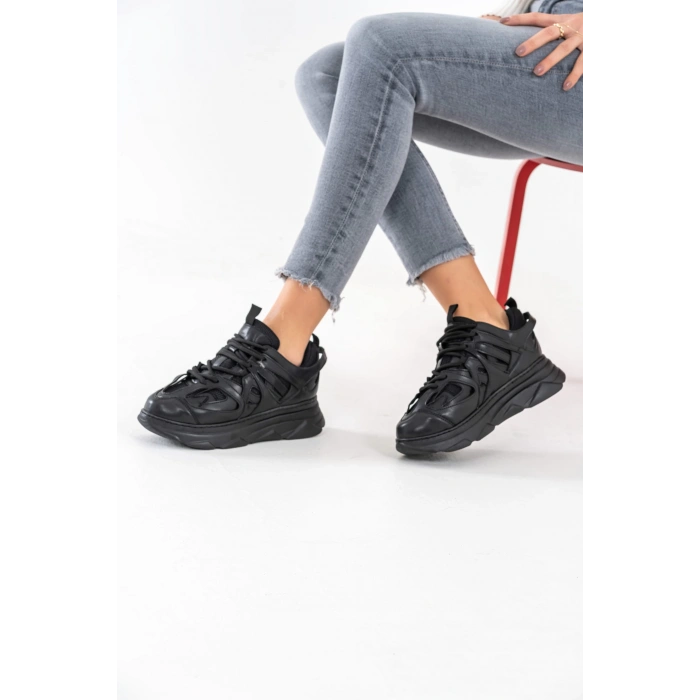 Stefany Siyah Bağcıklı Spor Ayakkabı