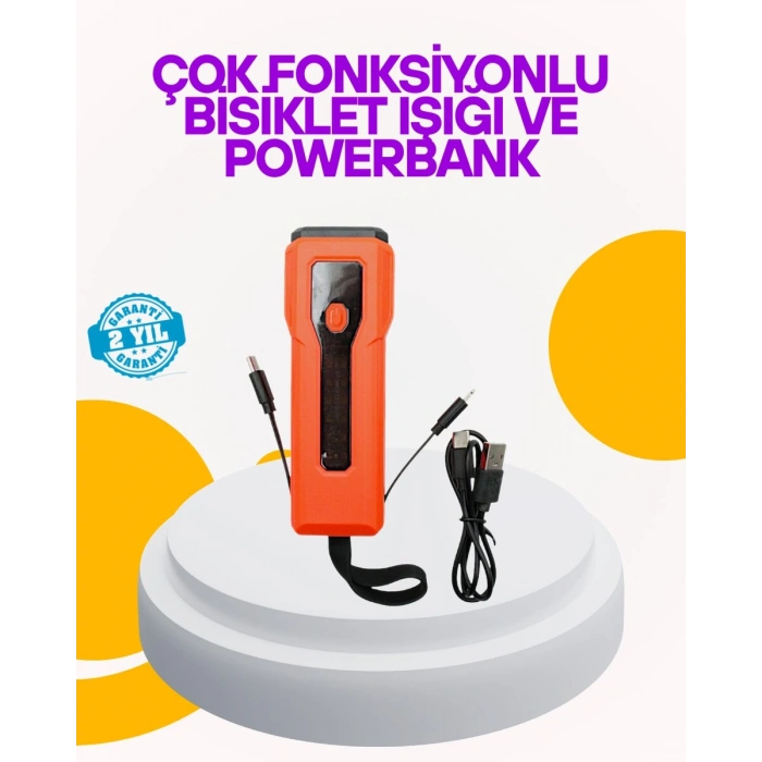 Su Geçirmez Bisiklet Işığı 5000 Mah Powerbankli Ön Far