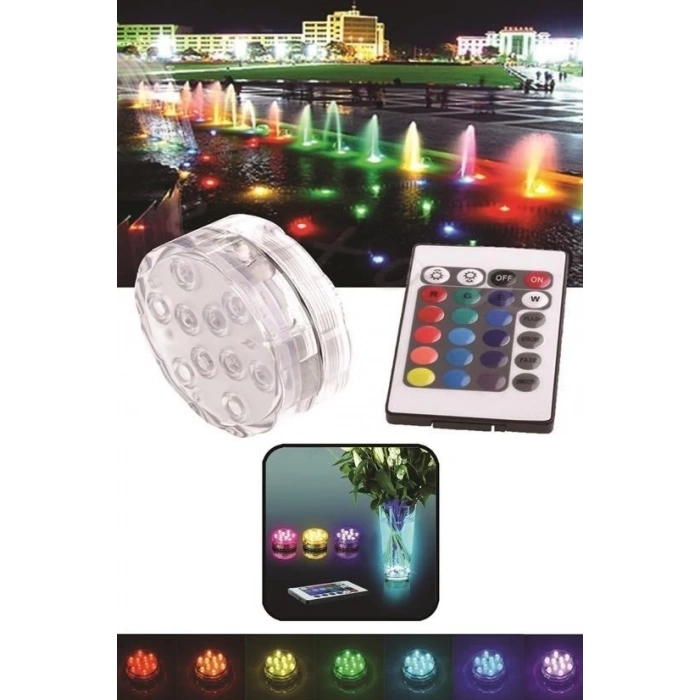 Su Geçirmez Kumandalı Renk Değiştiren Rgb Su Altı Led Lamba Spot