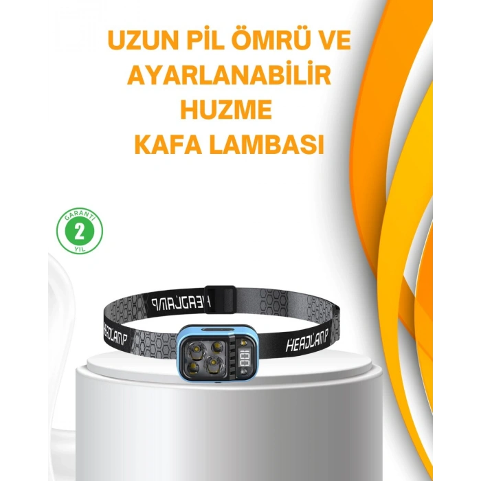 Su Geçirmez Led Kafa Lambası 53 Çalışma Modu Güç Ekranlı