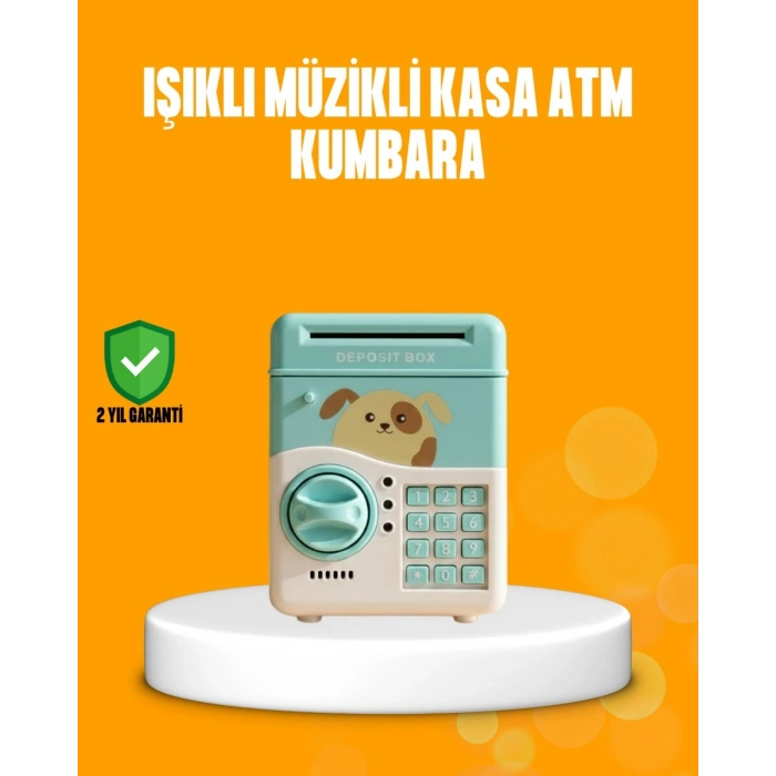 Su Yeşili Atm Kasa Görünümlü Elektronik Şifreli Çocuk Kumbarası