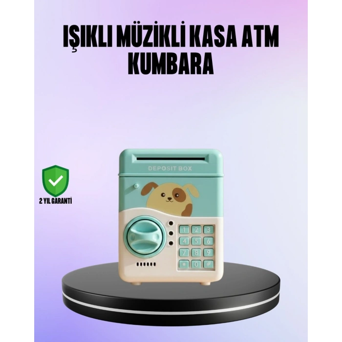 Su Yeşili Elektronik Şifreli Atm Tasarımlı Para Biriktirme Kumbarası