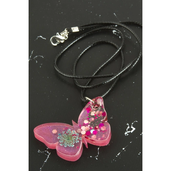 Sultan Otu Kelebek Epoksi Kolye