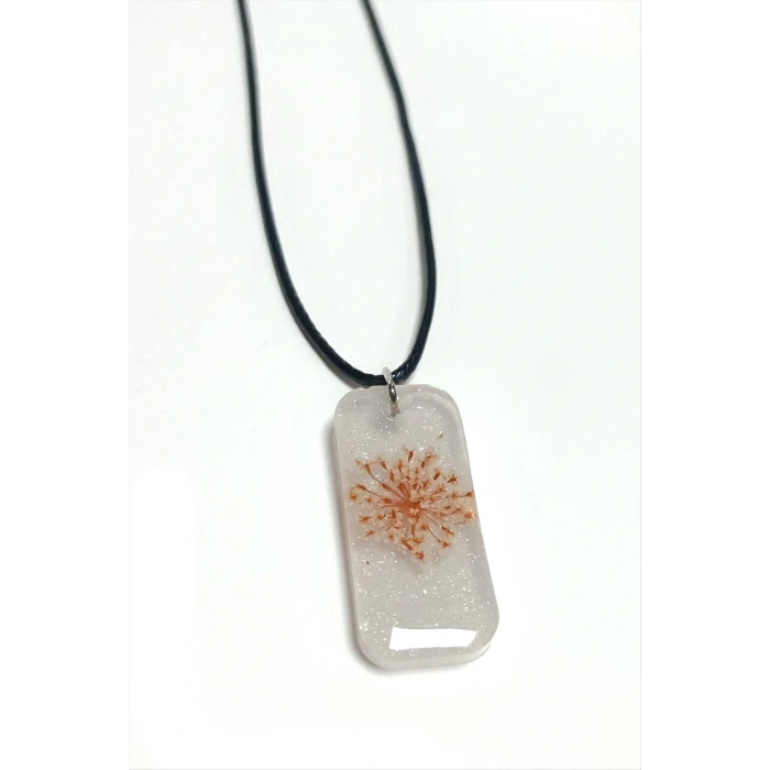 Sultanotu Çiçeği Dikdörtgen Epoksi Kolye