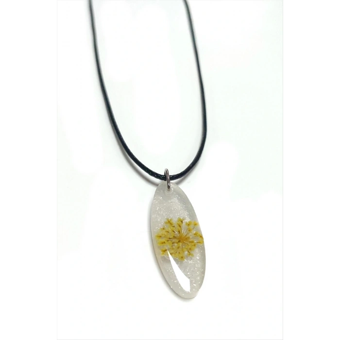 Sultanotu Çiçeği Oval Epoksi Kolye