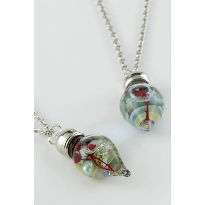 Sulu Çiçek Fanus Canlı Kolye