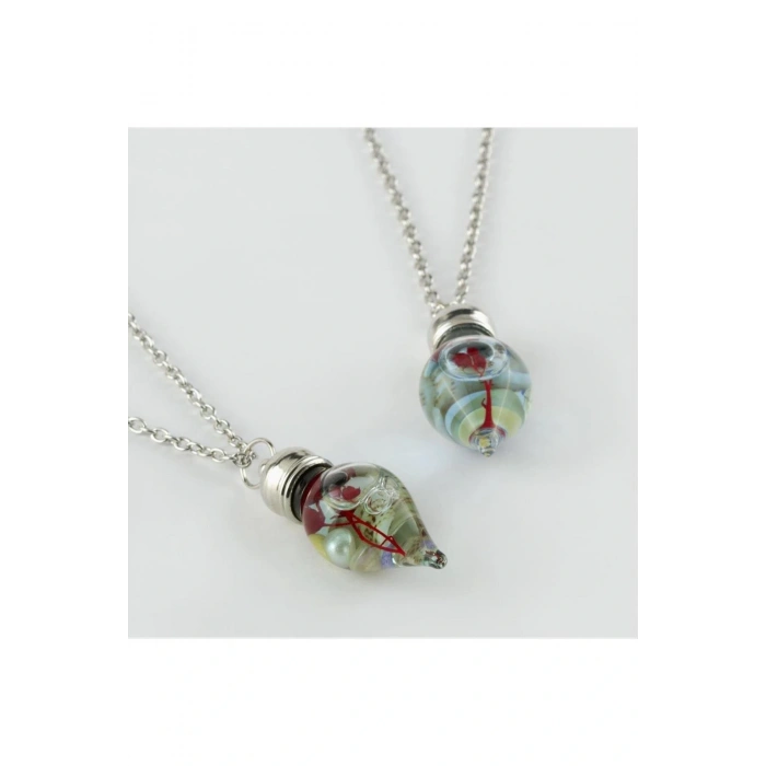 Sulu Çiçek Fanus Canlı Kolye