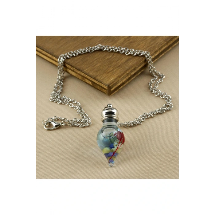 Sulu Çiçek Fanus Canlı Kolye