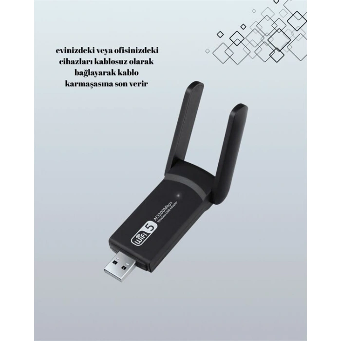 Tak-çalıştır Özellikli Çift Bant Wifi Adaptör – 1200 Mbps