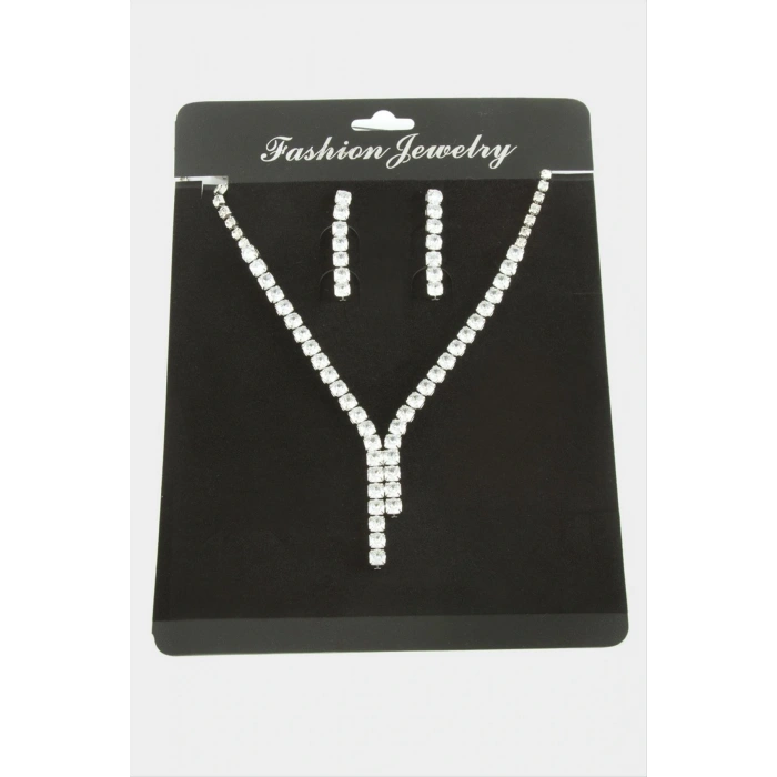 Tamtur Zirkon Taşlı Lüks Set Kolye 5 mm