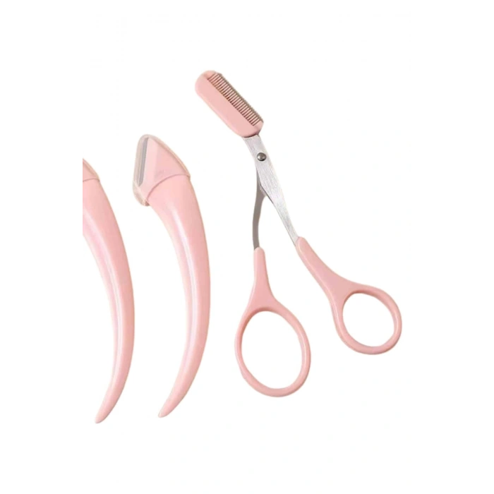 Taraklı Kaş Bıyık Makası Ve Kaş Ustura Seti Kaş Bıyık Tüy Alma Epilasyon Aleti 2li Set