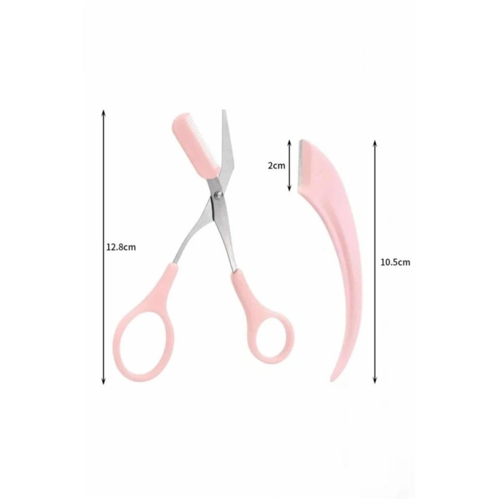 Taraklı Kaş Makası Ve Ustura Seti Kaş Düzeltme Makası Kaş Bıyık Alma Aleti