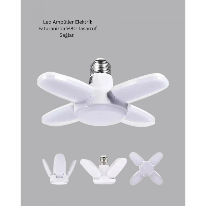 Tasarruflu Pervane Led Ampül 4 Kollu 60 Watt Geniş Alan Aydınlatma