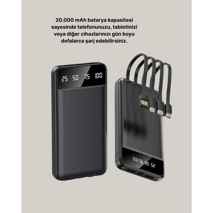 Taşınabilir 20.000 Mah Hızlı Şarj Powerbank 4 Çıkışlı