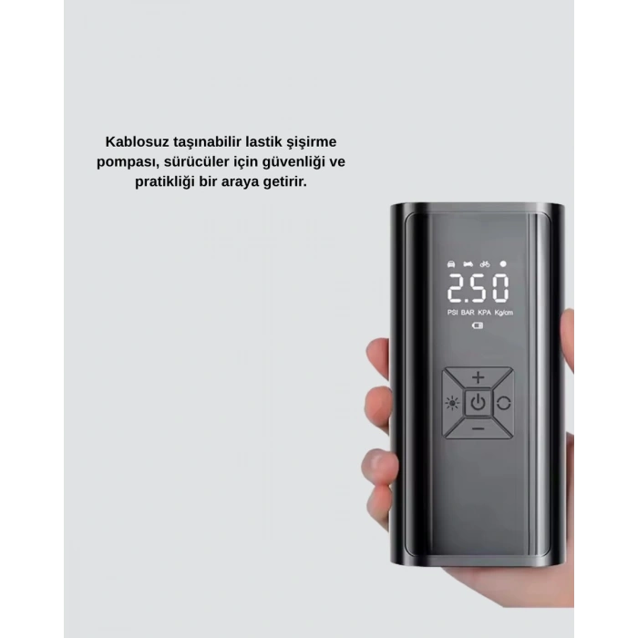 Taşınabilir 80w Kablosuz Lastik Şişirme Pompası Dijital Ekranlı