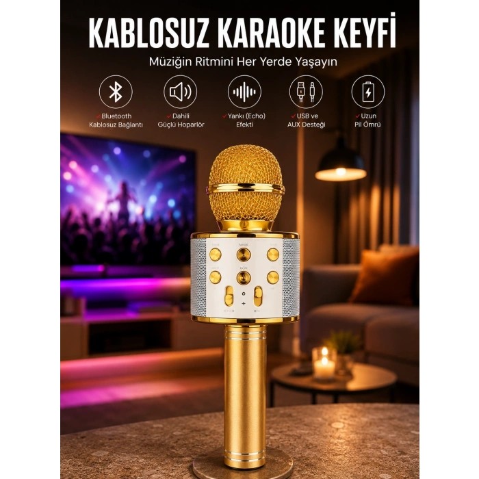 Taşınabilir Bluetooth Karaoke Mikrofon: Hafıza Kart Girişli, Etkileyici Performans