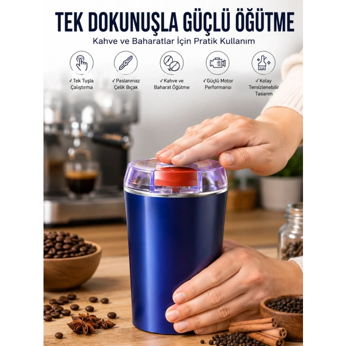 Taşınabilir Kahve & Baharat Öğütücü, Kolay Temizlenebilir Ve Uzun Ömürlü Paslanmaz Çelik