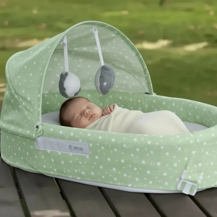 Taşınabilir Portatif Bebek Yatağı,sırt Çantasına Dönüşebilen Portatif Bebek Beşiği (yeşil)