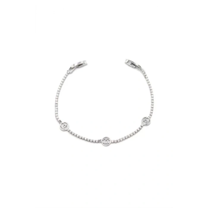 Taşlı CC Bileklik - Gümüş