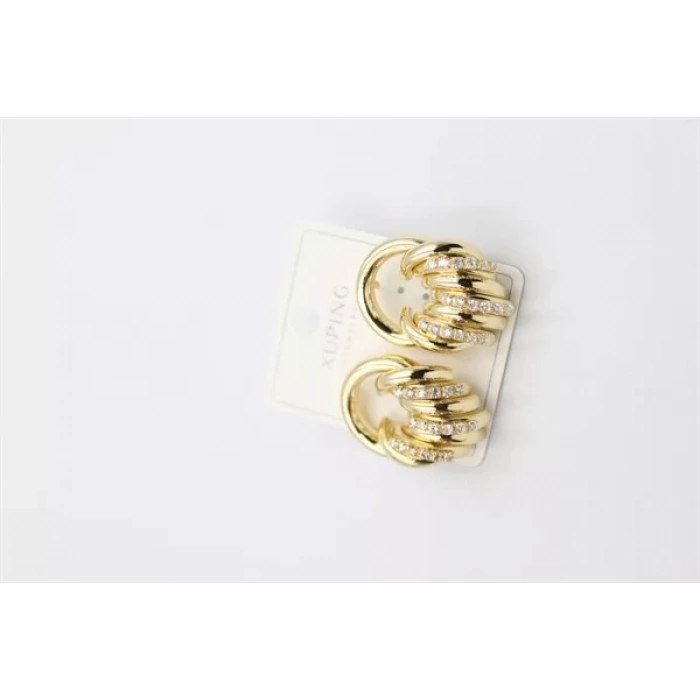 Taşlı Halka Küpe - Altın