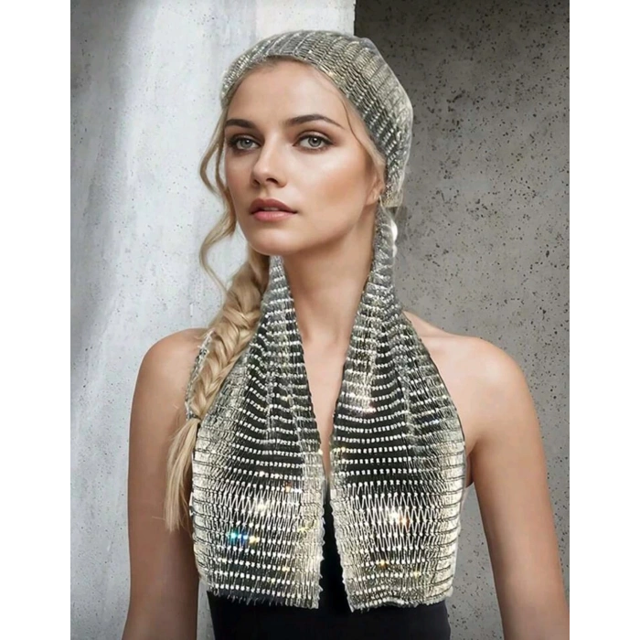 Taşlı Kafa Aksesuarı Kristal Bandana