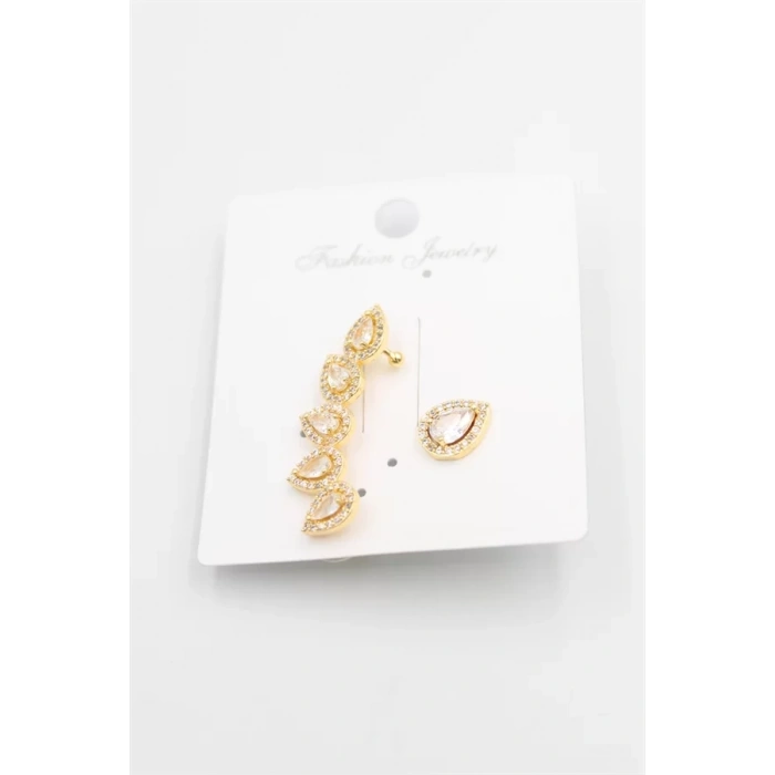 Taşlı Kıkırdak Küpe - Altın